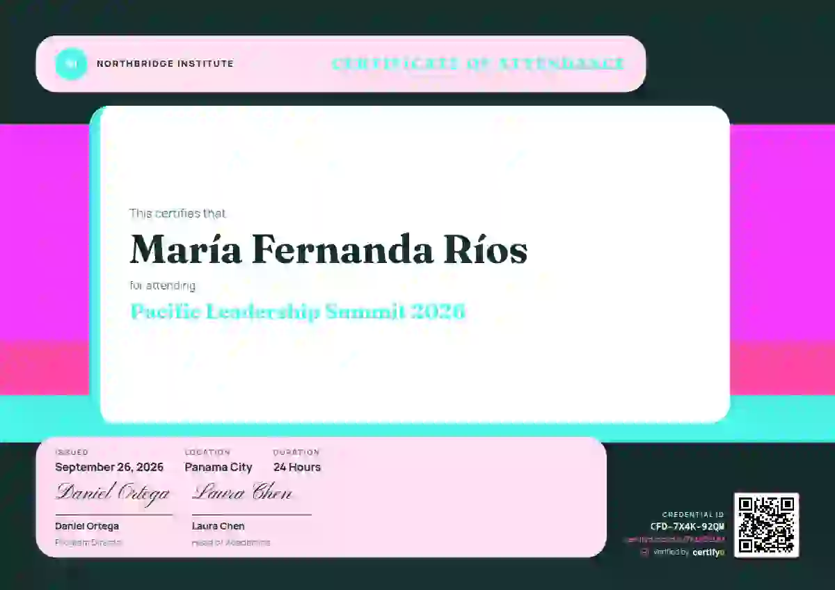 Stacked Bars Fuchsia event attendance certificate template