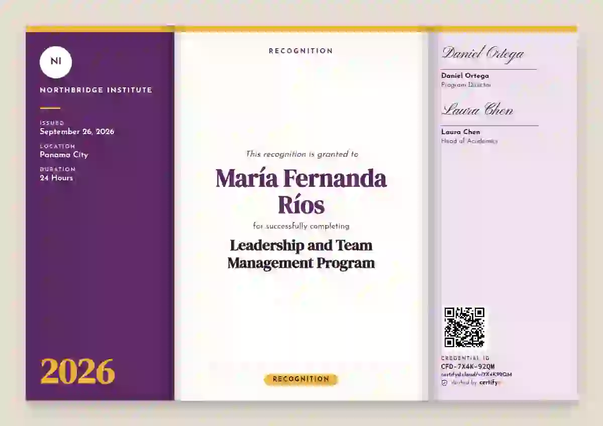 Tri-fold Programme Orchid latin america certificate template