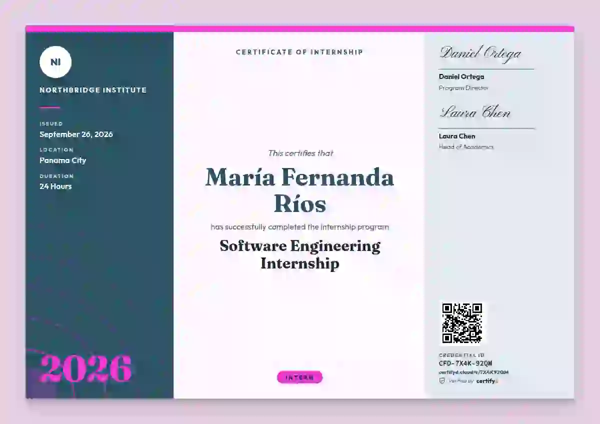 Tri-fold Programme Cerulean internship certificate template