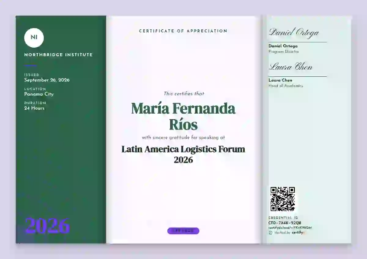 Tri-fold Programme Jade conference speaker certificate template