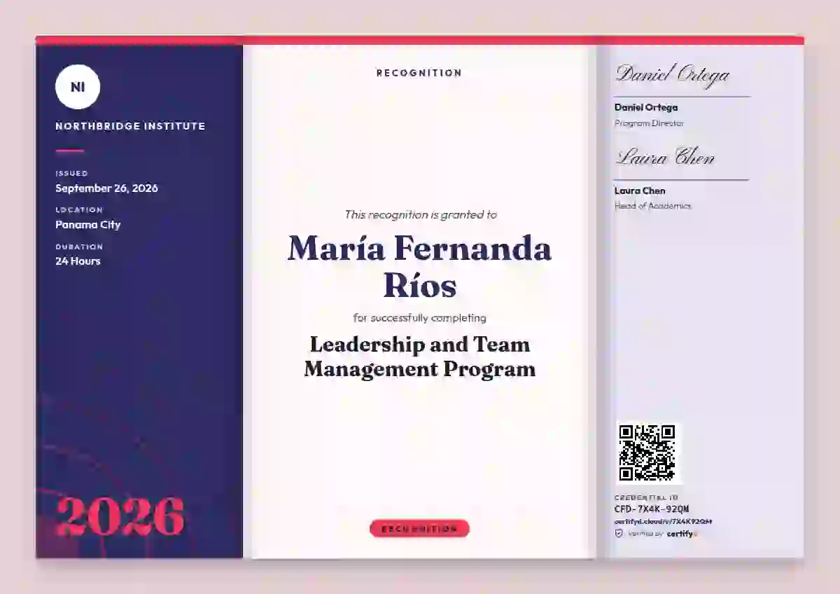 Tri-fold Programme Ultramarine latin america certificate template