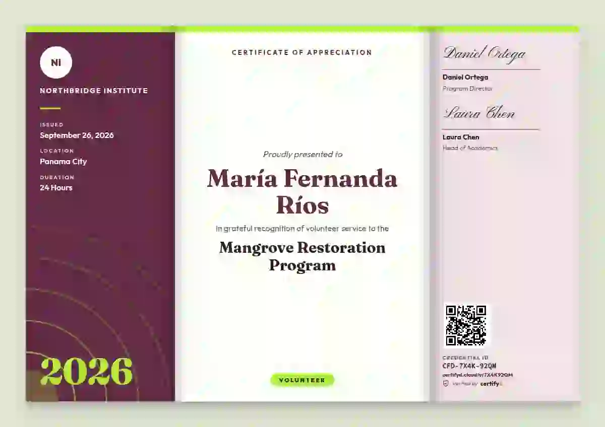 Tri-fold Programme Raspberry volunteer appreciation certificate template