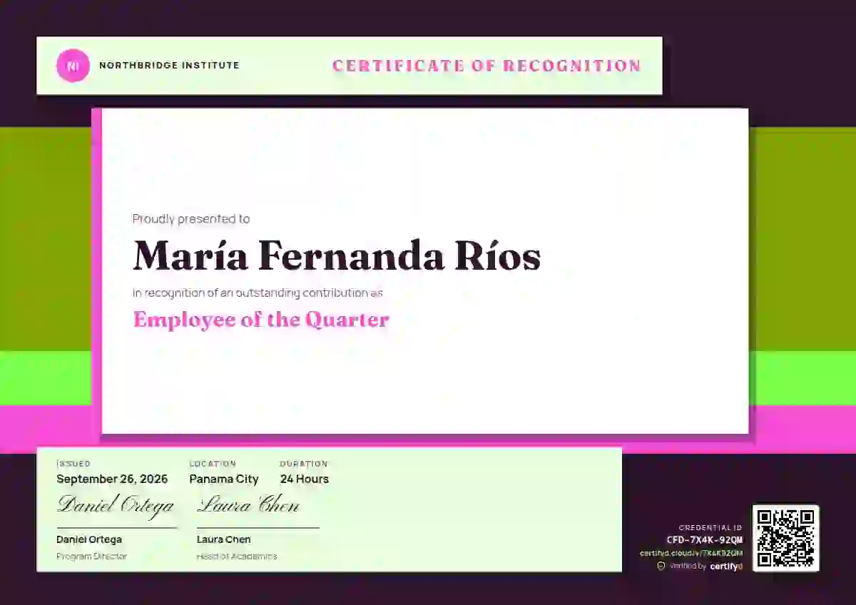 Stacked Bars Lime Hard Shadow employee recognition certificate template