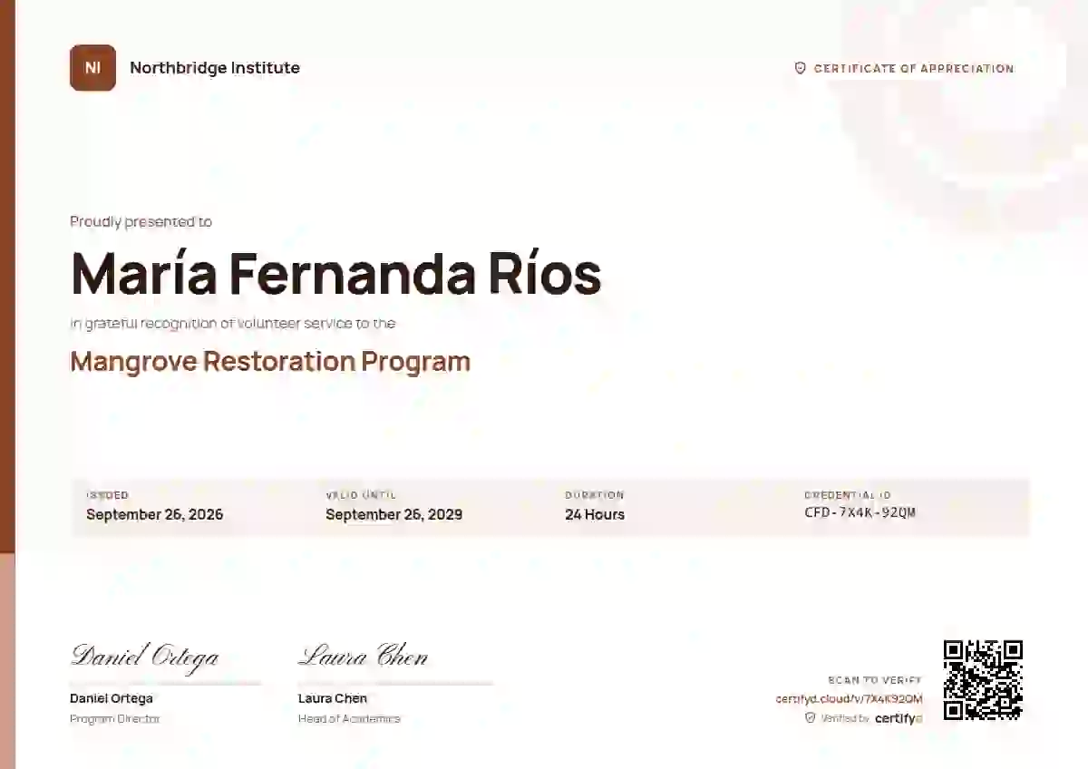 Corporate Clean Copper volunteer appreciation certificate template