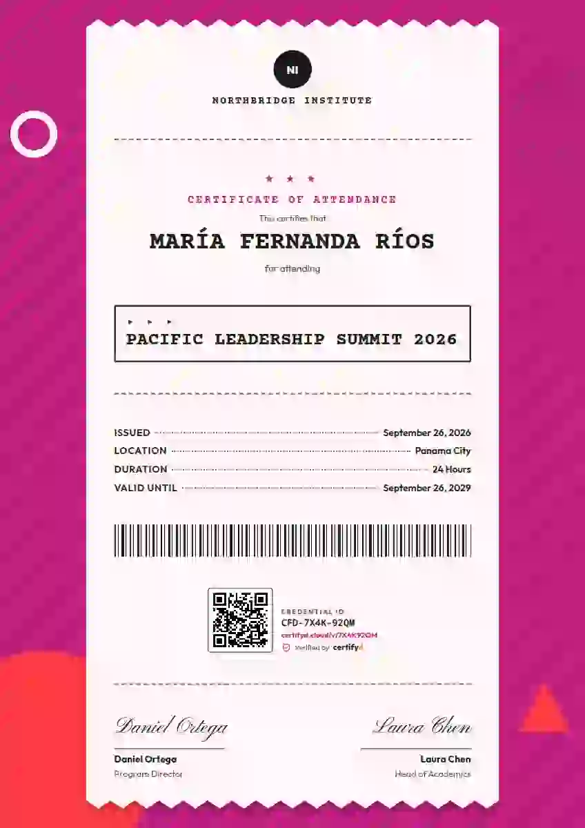 Receipt Roll Raspberry Open Total event attendance certificate template