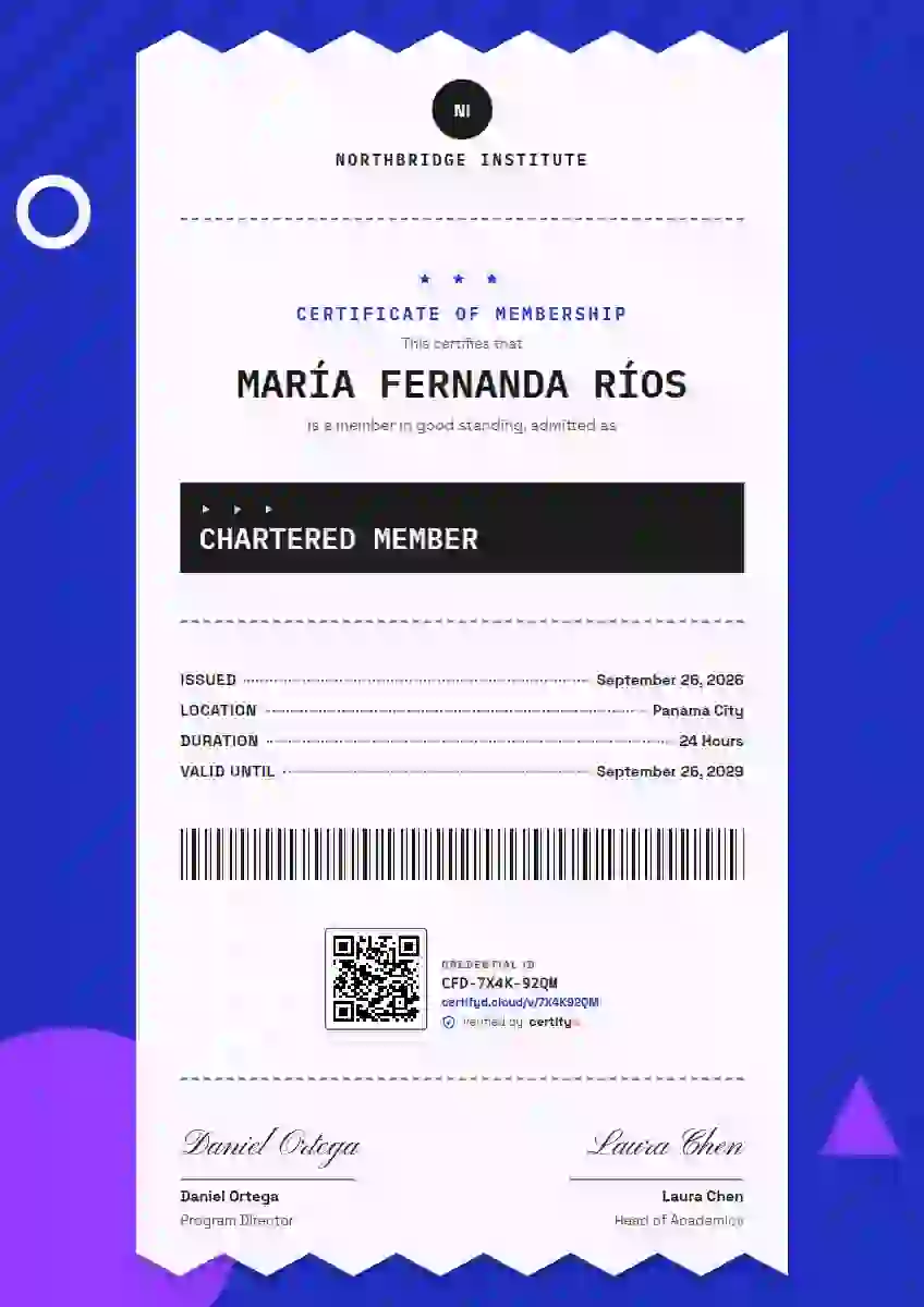 Receipt Roll Ultramarine Big Teeth membership certificate template