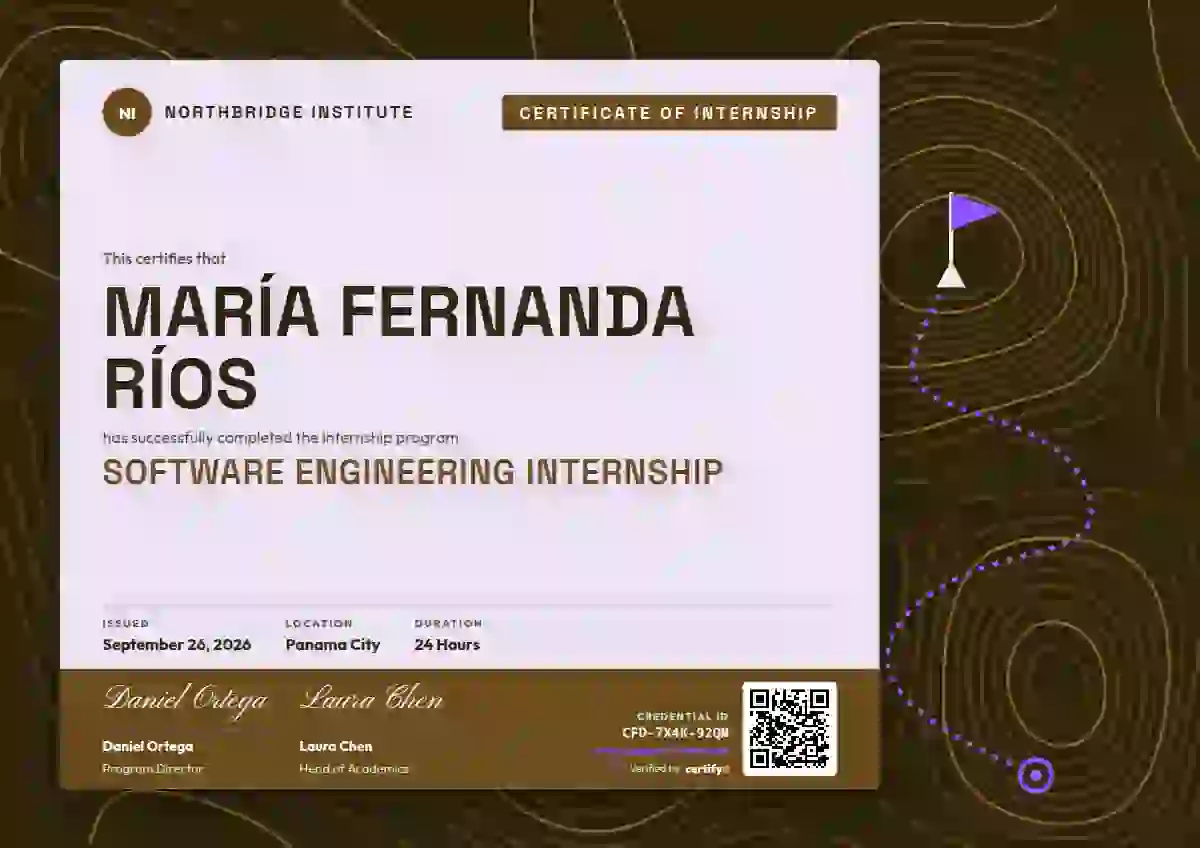 Contour Map Amber No Compass internship certificate template