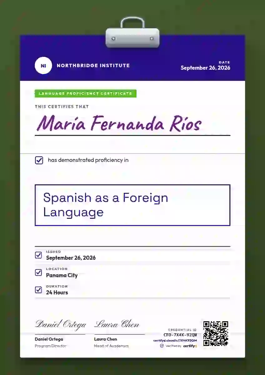 Clipboard Chart Violet Plain Board language proficiency certificate template