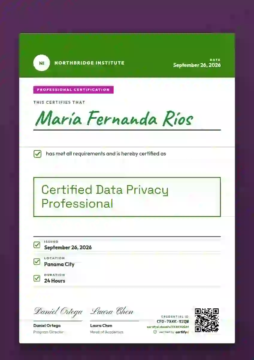 Clipboard Chart Fern No Clip professional certification certificate template