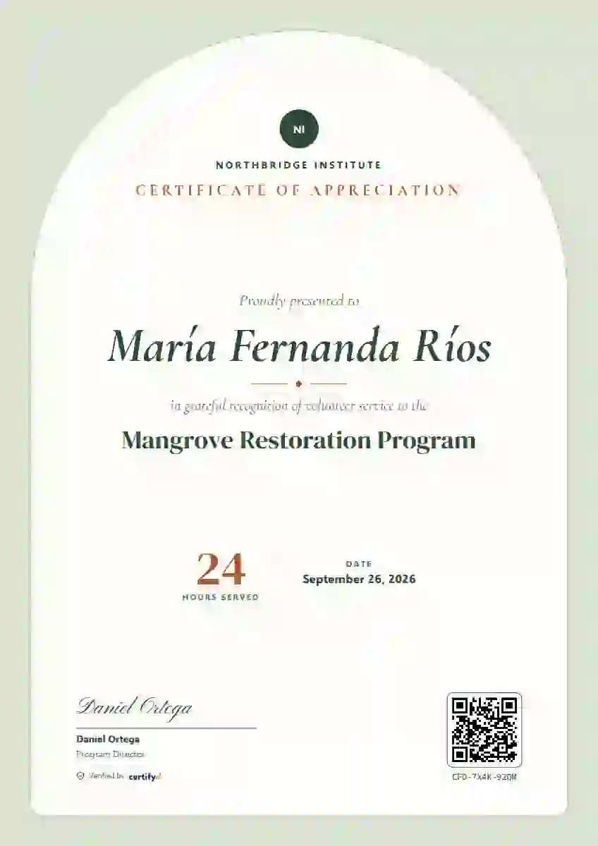Botanica volunteer appreciation certificate template