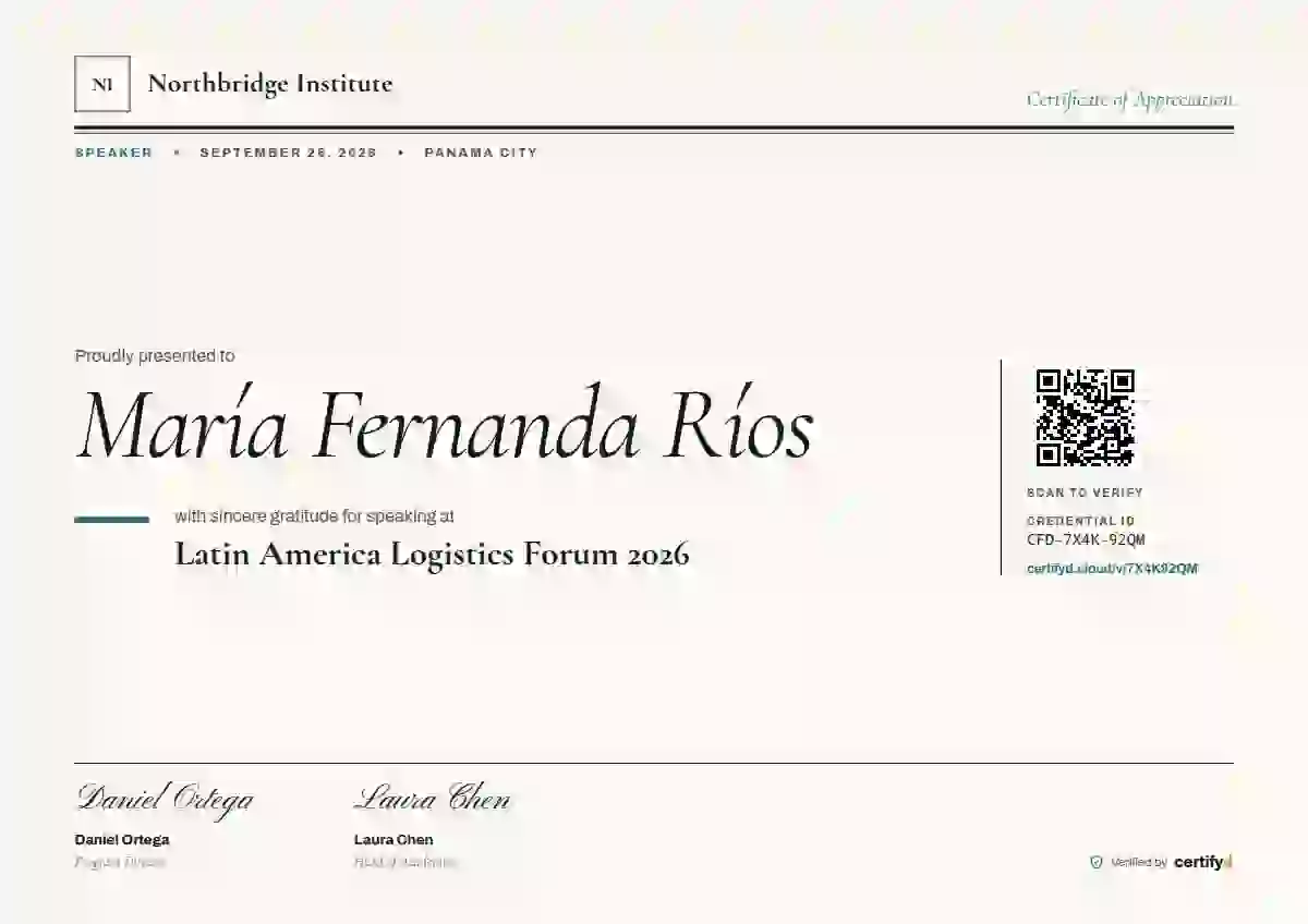 Editorial Serif Teal conference speaker certificate template