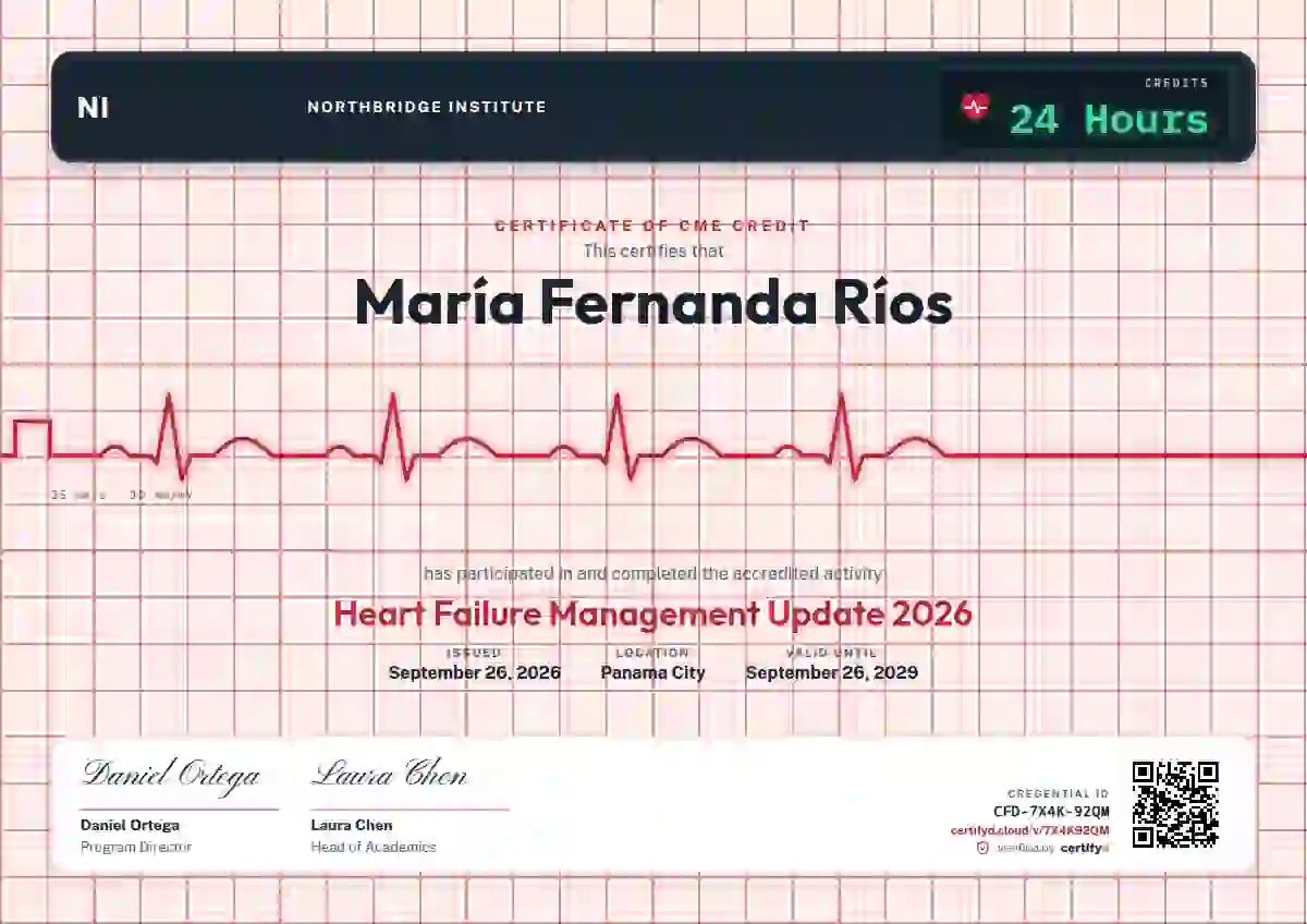 Plantilla de certificado ECG Paper de salud y educación médica continua