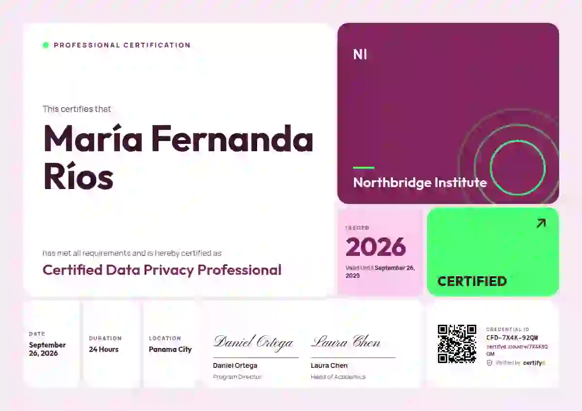 Bento Grid Raspberry professional certification certificate template