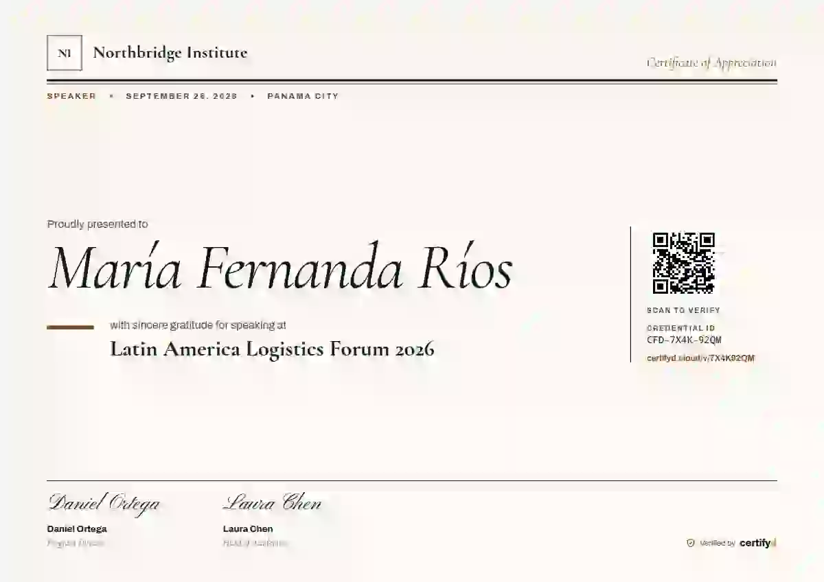 Plantilla de certificado Editorial Serif Ember de ponente de conferencia