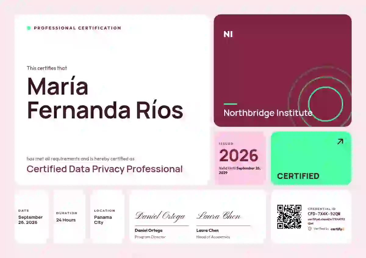 Bento Grid Ruby professional certification certificate template