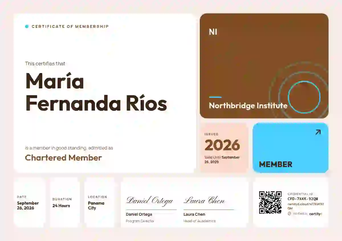 Bento Grid Tangerine membership certificate template