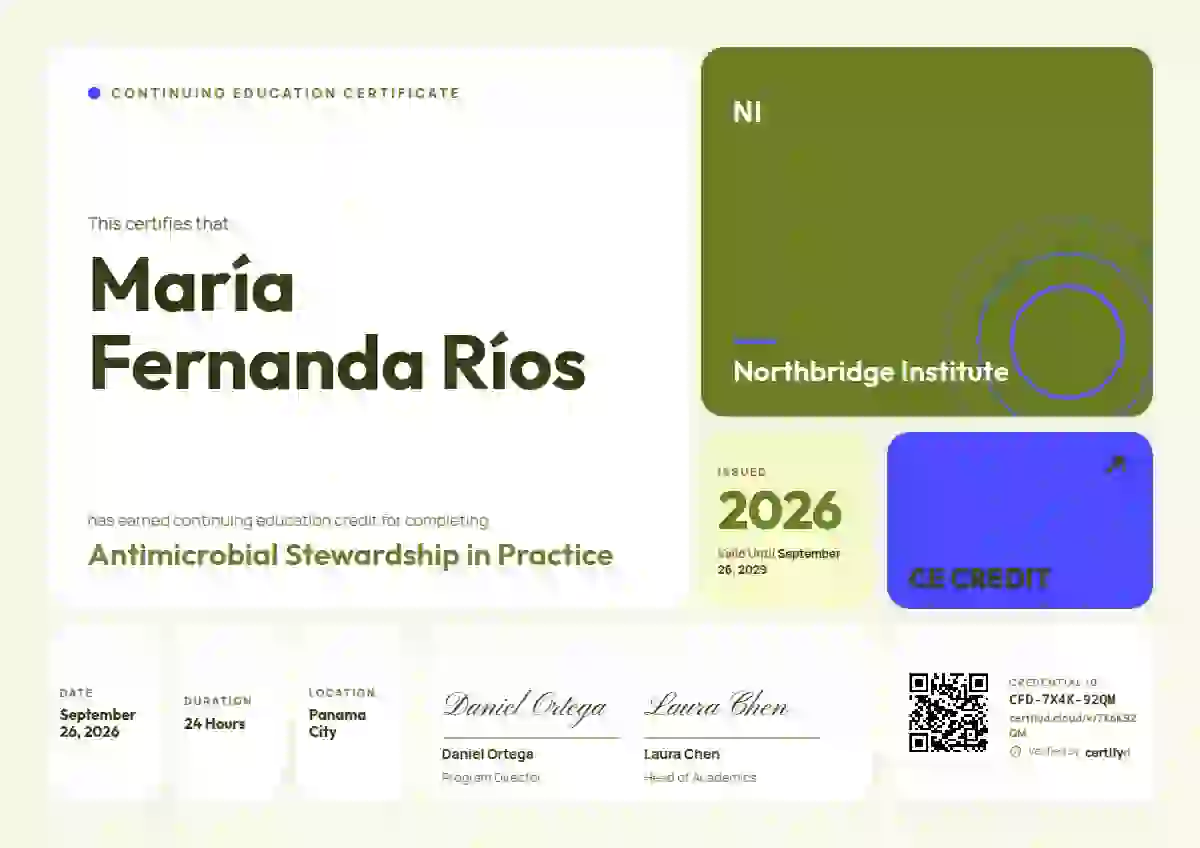 Bento Grid Lime continuing education certificate template