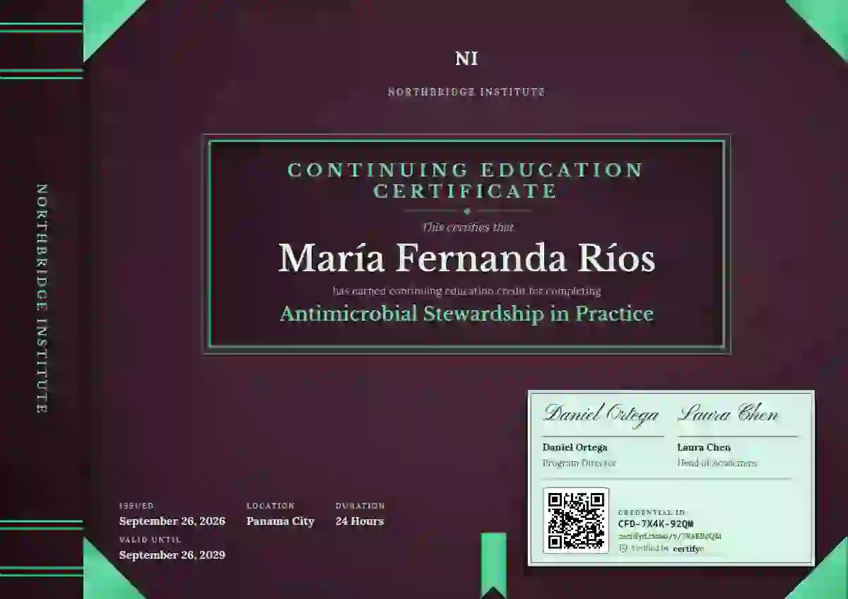 Bound Volume Jade continuing education certificate template