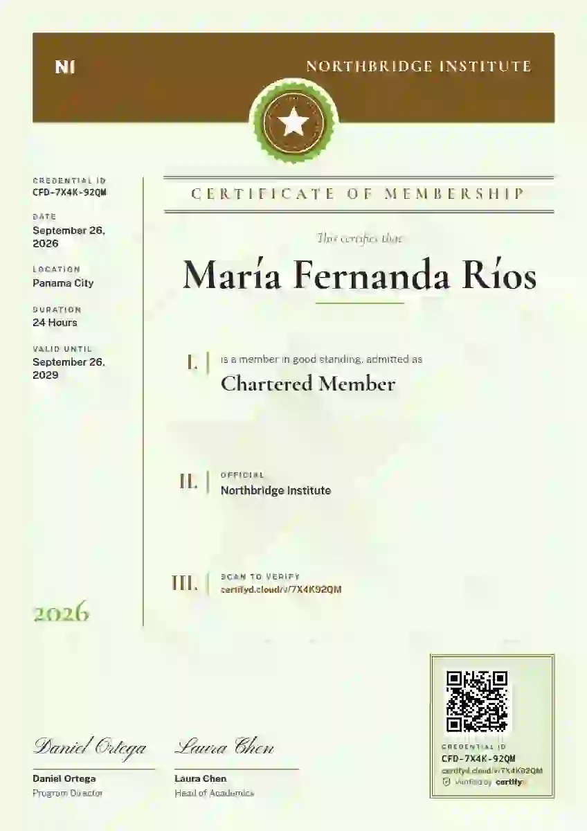Decree Folio Amber membership certificate template