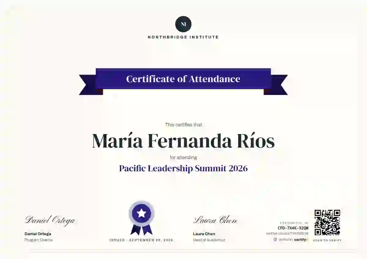 Ribbon Banner Indigo event attendance certificate template