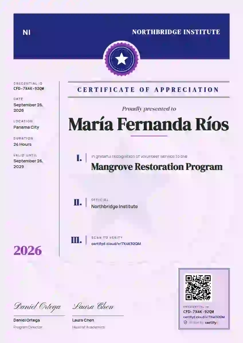Decree Folio Ultramarine volunteer appreciation certificate template