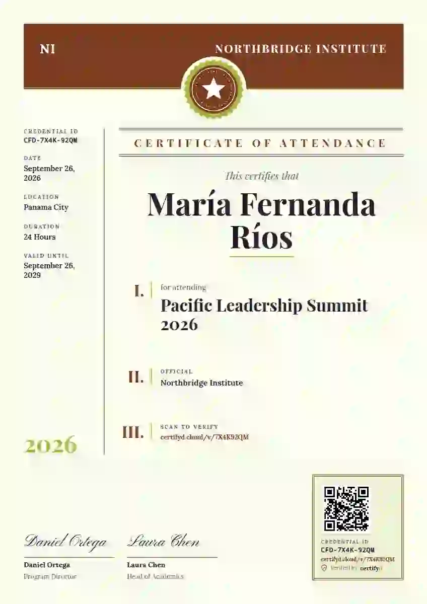 Decree Folio Vermilion event attendance certificate template