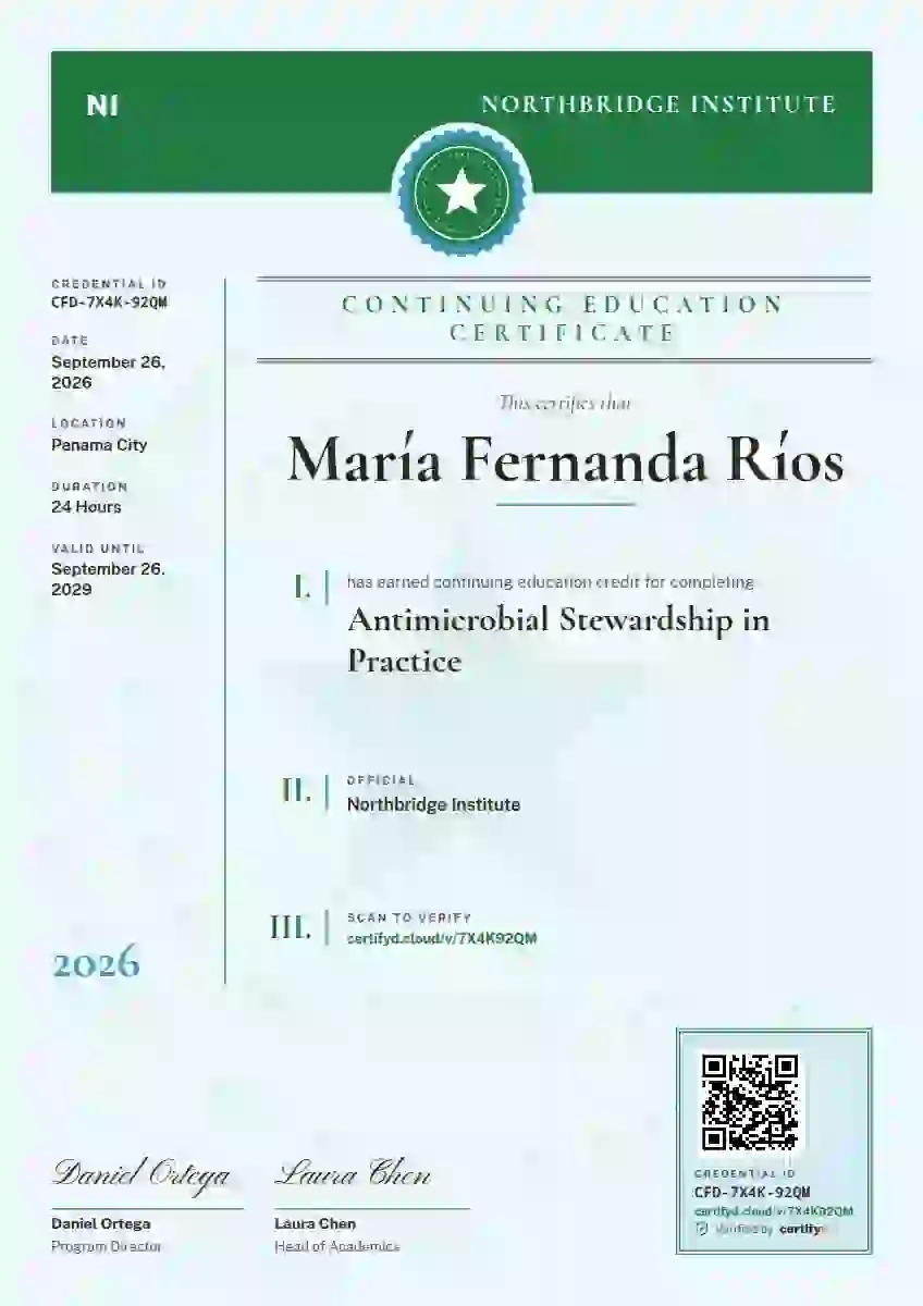Decree Folio Jade continuing education certificate template