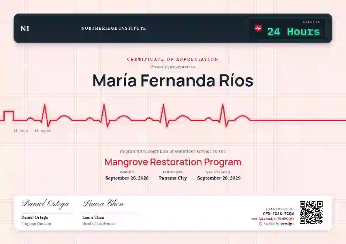ECG Paper Ruby volunteer appreciation certificate template