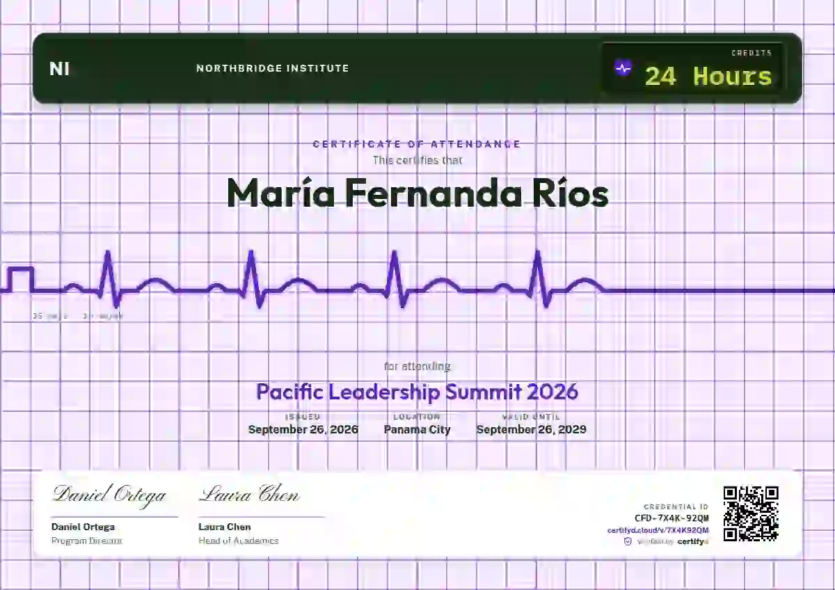 Plantilla de certificado ECG Paper Violet de asistencia a eventos