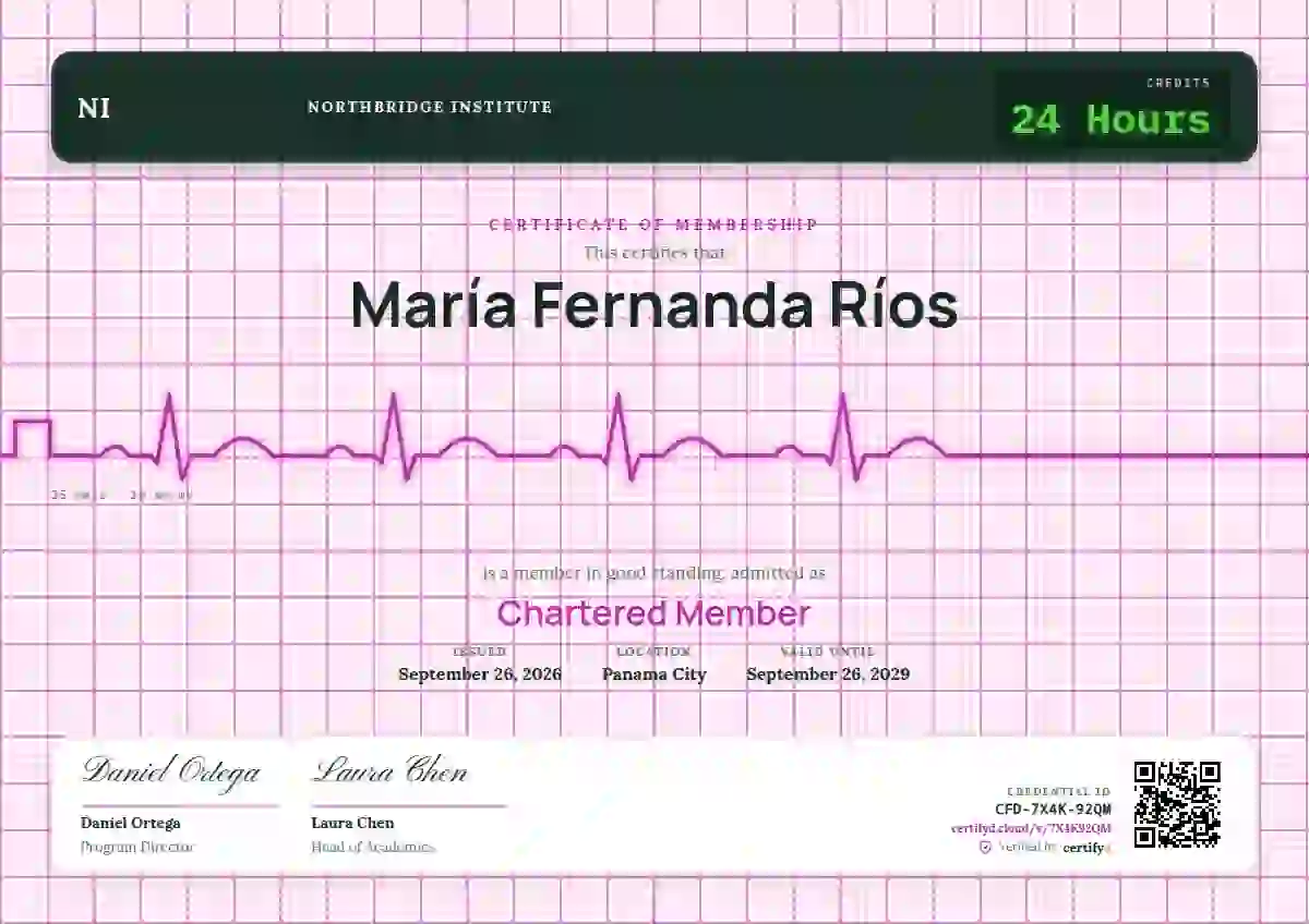 ECG Paper Fuchsia membership certificate template
