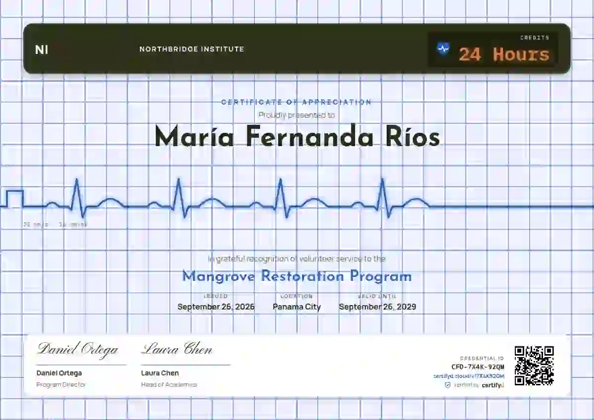 ECG Paper Azure volunteer appreciation certificate template