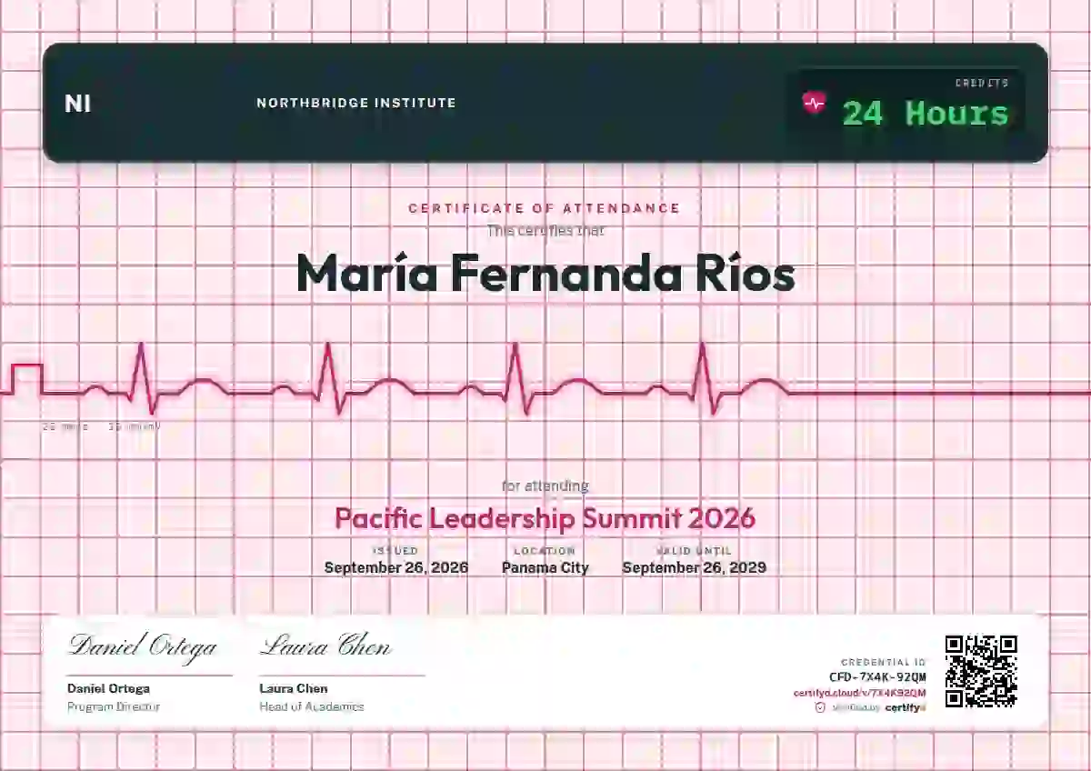 Plantilla de certificado ECG Paper Raspberry de asistencia a eventos