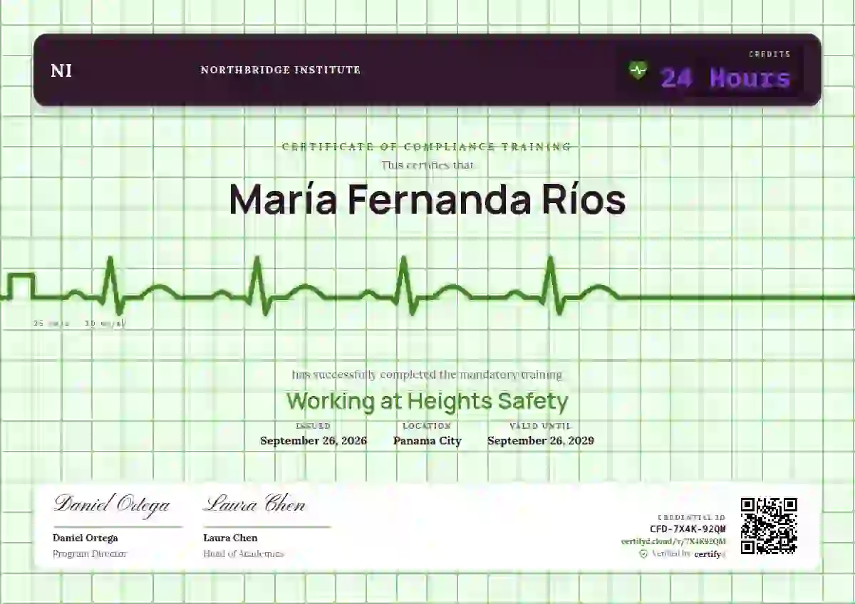 Plantilla de certificado ECG Paper Fern de cumplimiento y seguridad