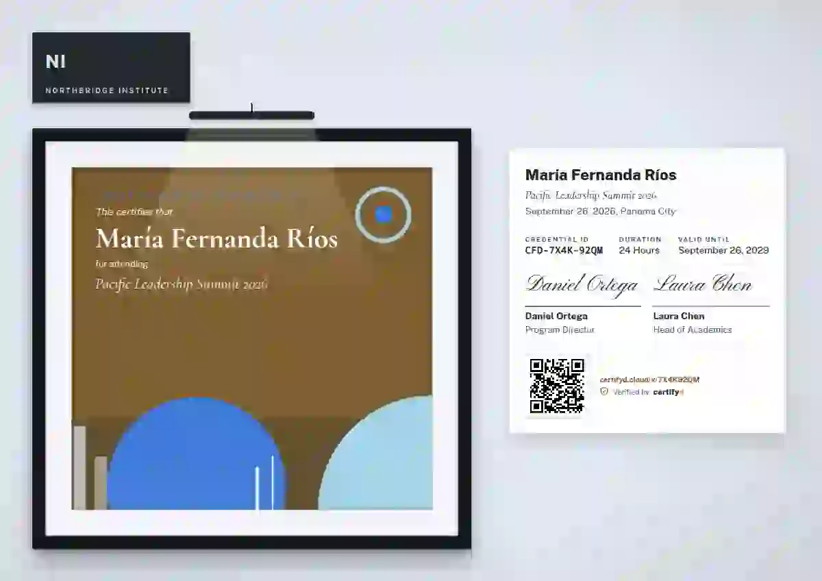 Gallery Placard Amber event attendance certificate template