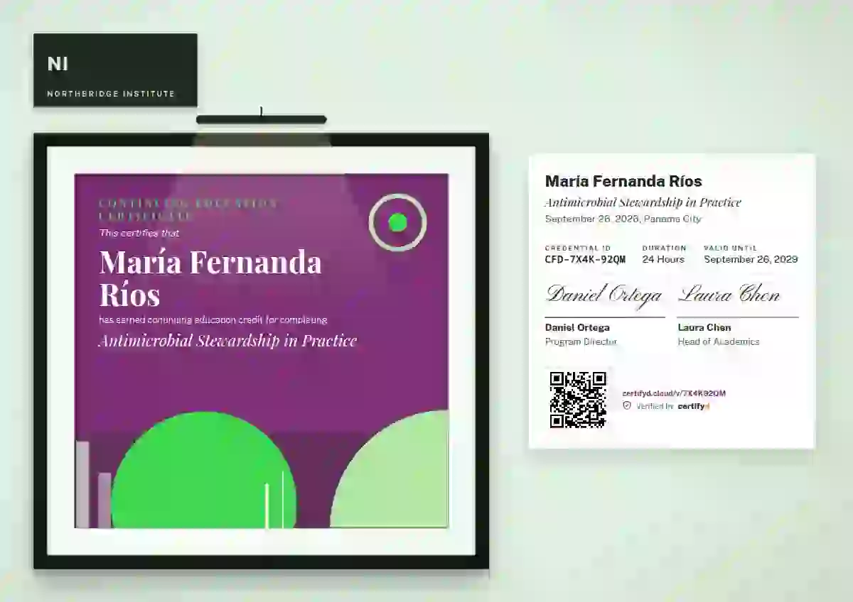 Gallery Placard Fuchsia continuing education certificate template