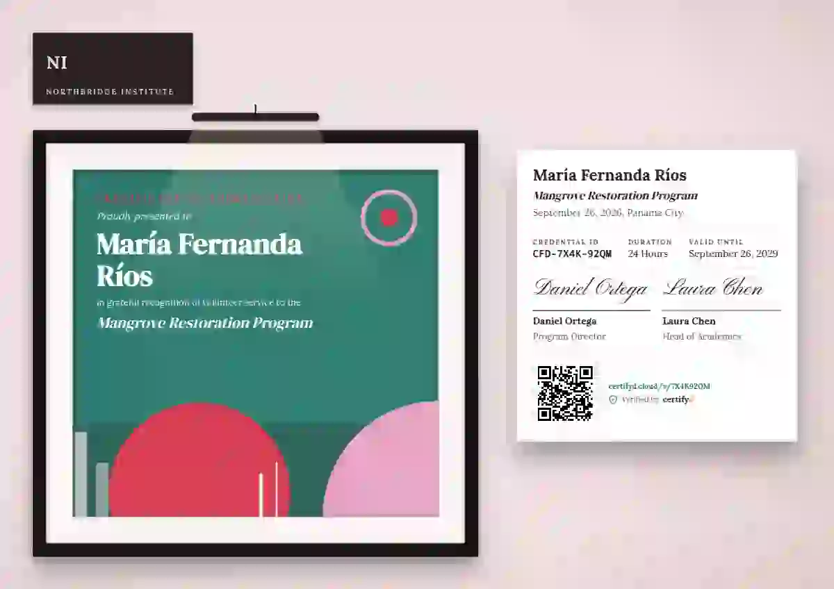 Gallery Placard Seafoam volunteer appreciation certificate template