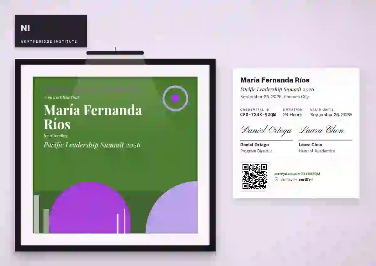 Gallery Placard Fern event attendance certificate template