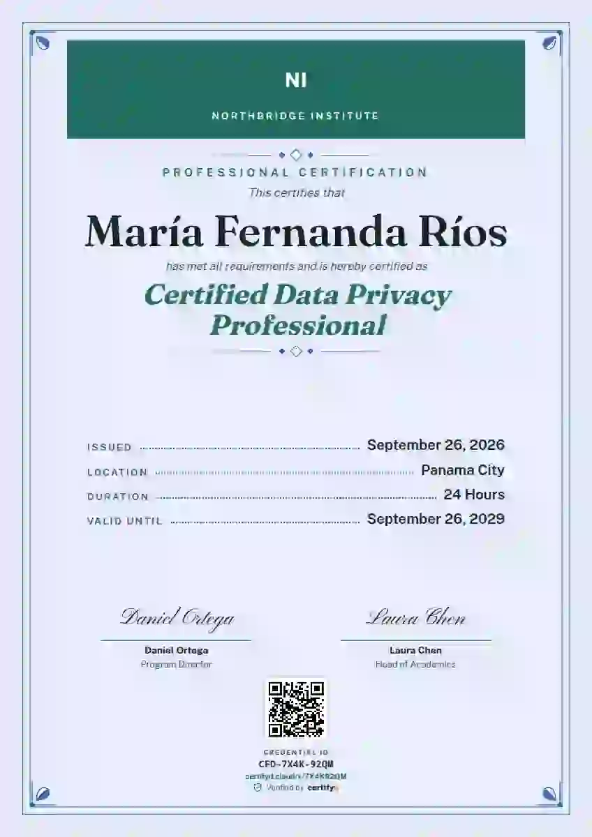 Plantilla de certificado Menu Card Seafoam de certificación profesional