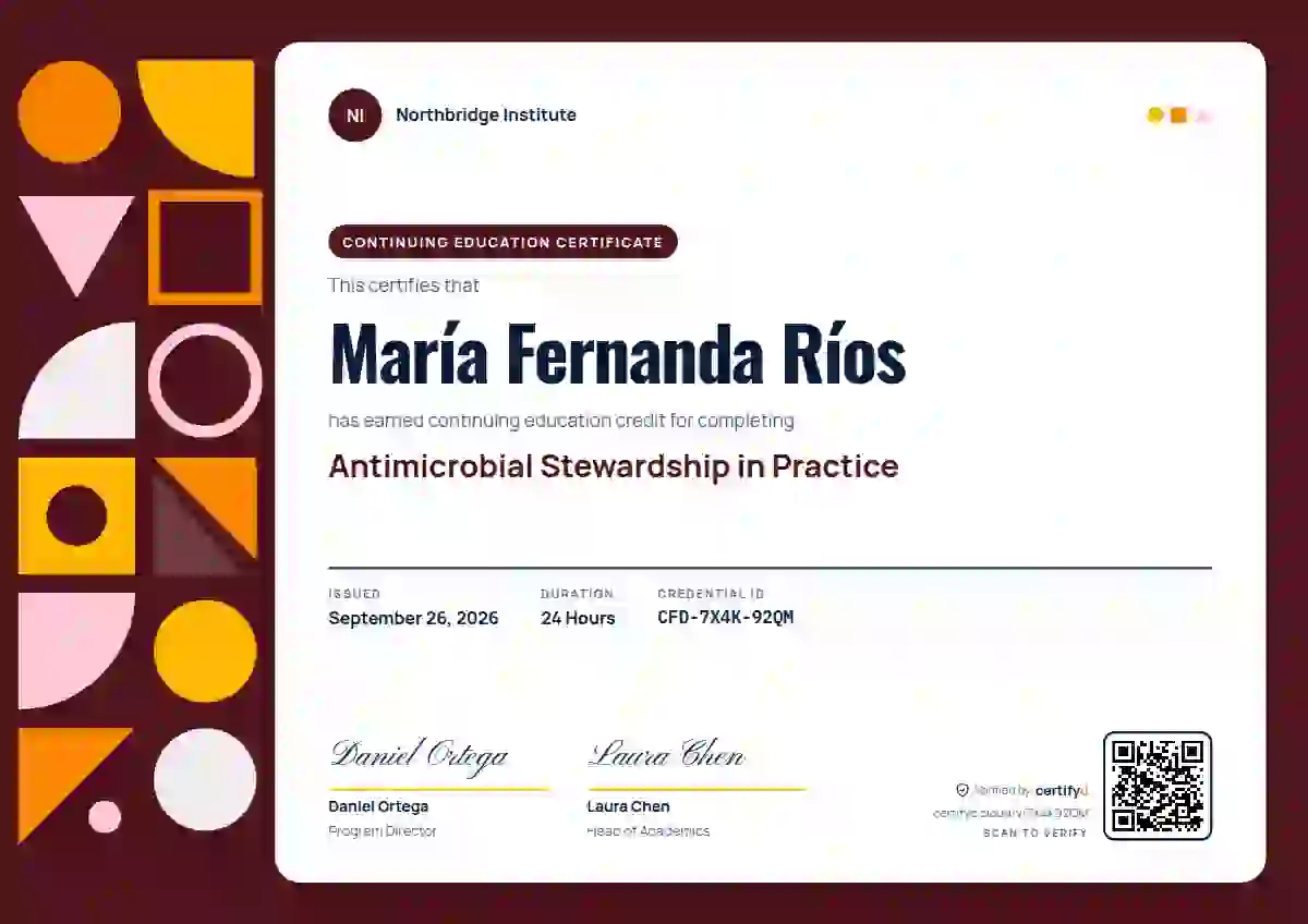 Geometric Crimson continuing education certificate template