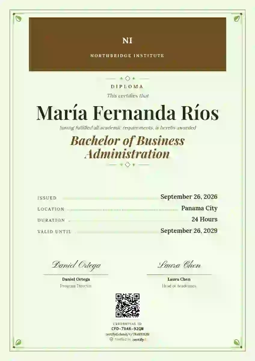Menu Card Amber academic diploma certificate template