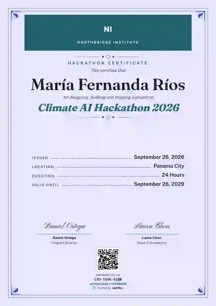 Menu Card Cerulean hackathon certificate template