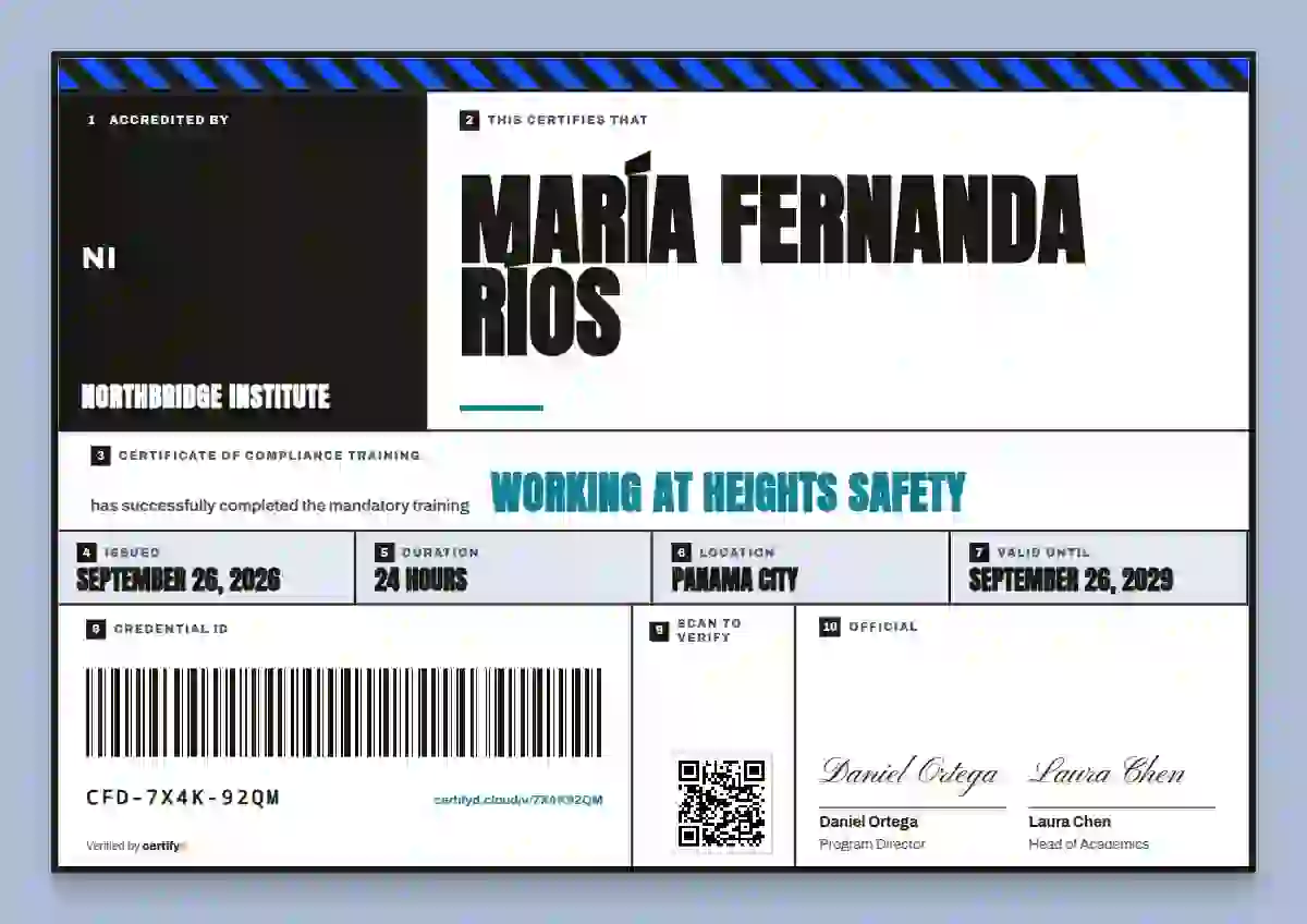Plantilla de certificado Pallet Label Cerulean de cumplimiento y seguridad