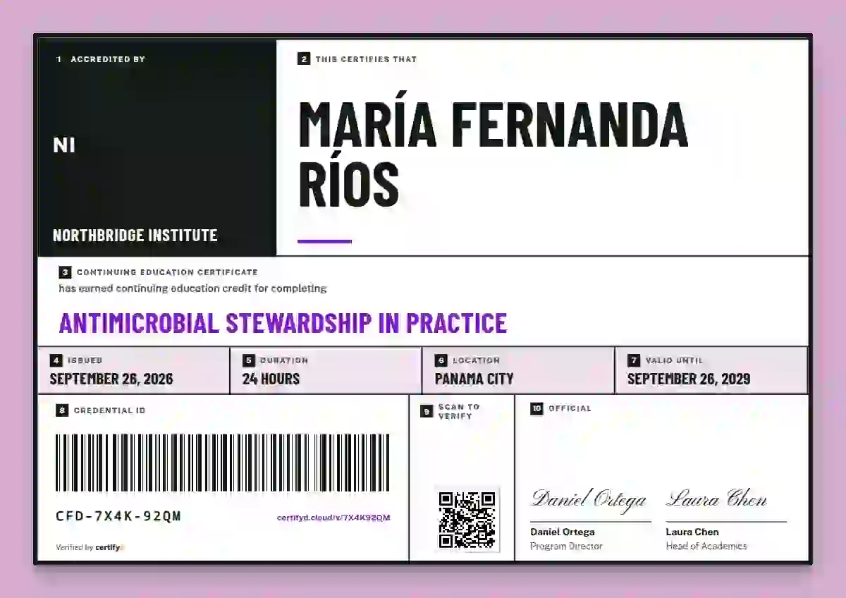 Pallet Label Orchid continuing education certificate template