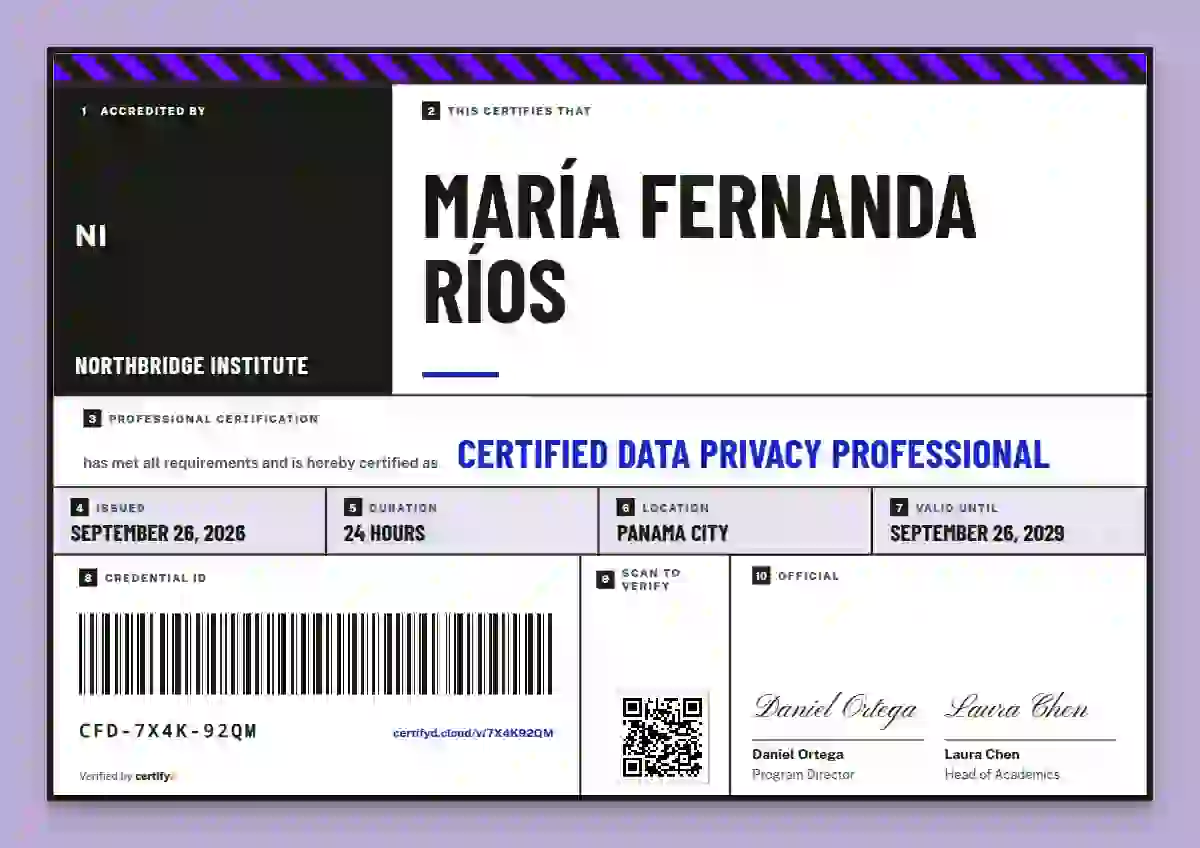Pallet Label Ultramarine professional certification certificate template