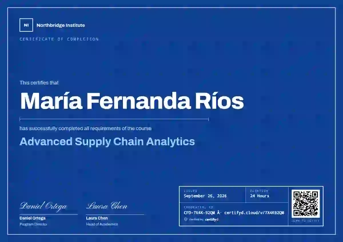 Blueprint course completion certificate template