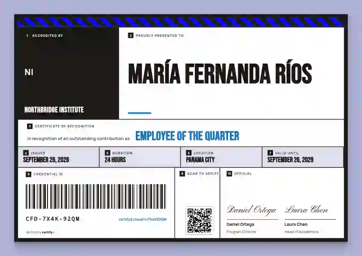 Pallet Label Azure employee recognition certificate template
