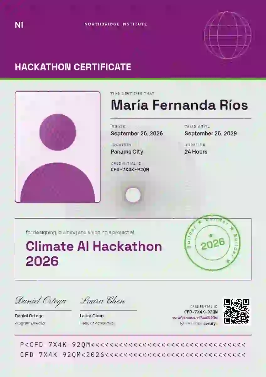 Passport Page Fuchsia hackathon certificate template