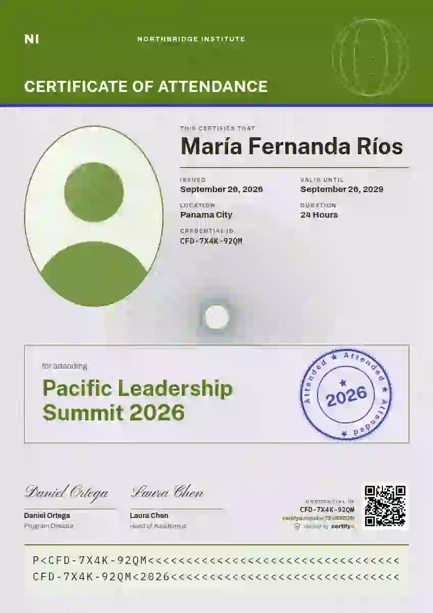 Passport Page Lime event attendance certificate template
