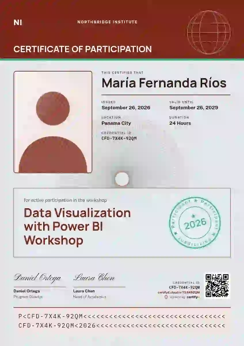 Passport Page Vermilion webinar and workshop certificate template