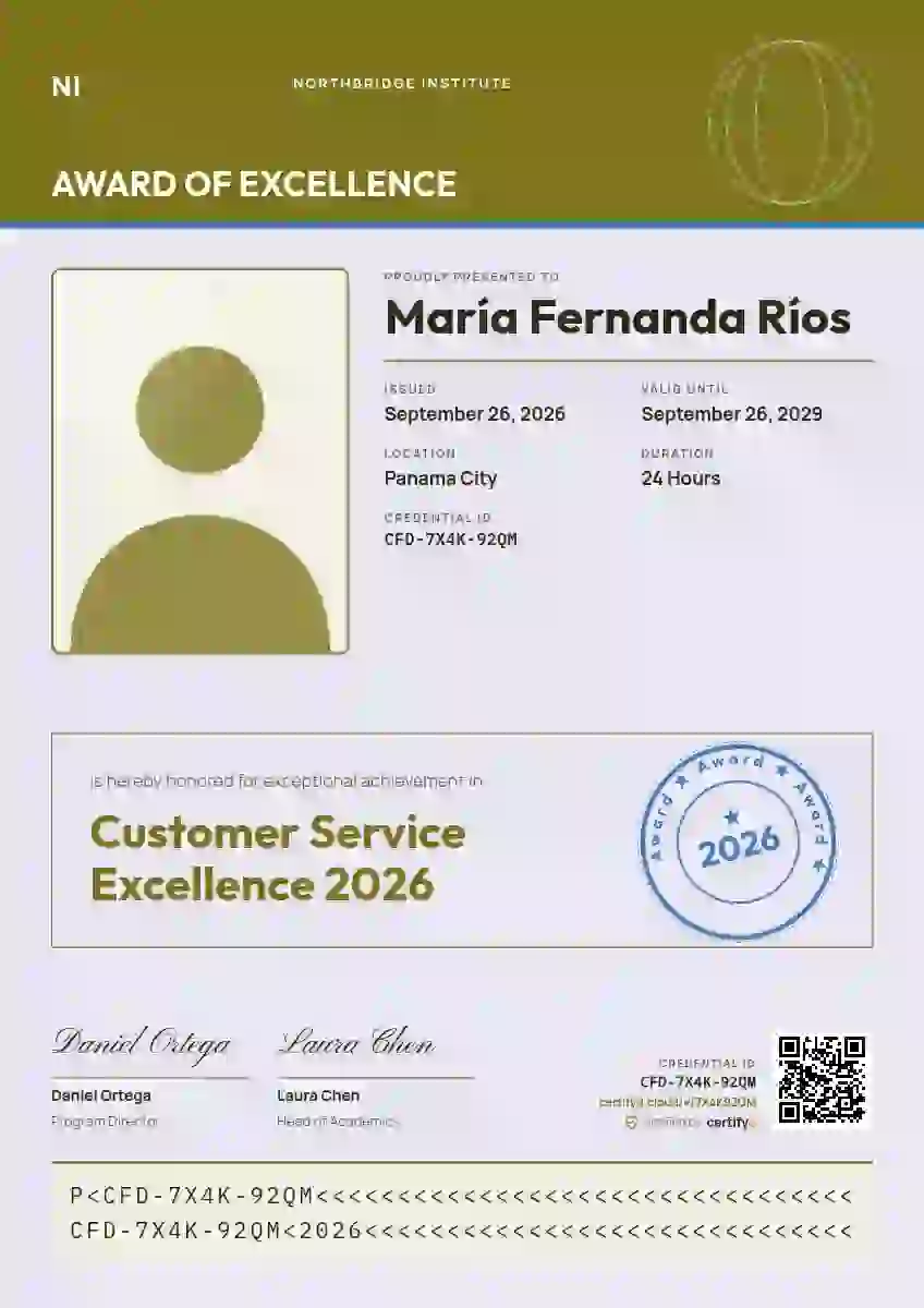 Plantilla de certificado Passport Page Marigold de premios y logros